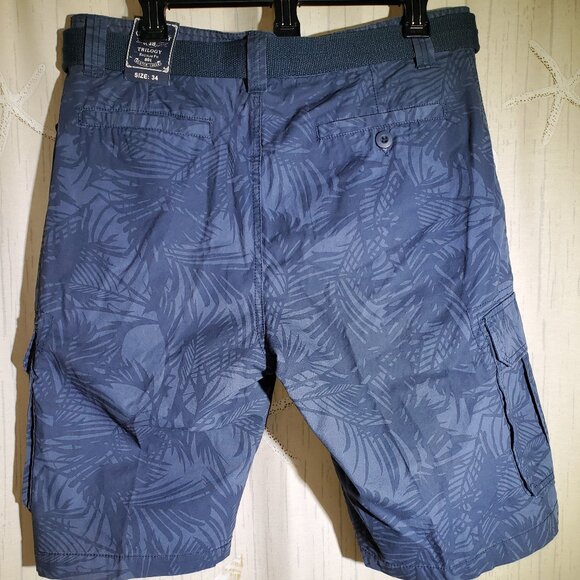 TRILOGY SPORTSWEAR NAVY PALM DESIGN MENS CARGO SHORTS - Picture 2 of 7